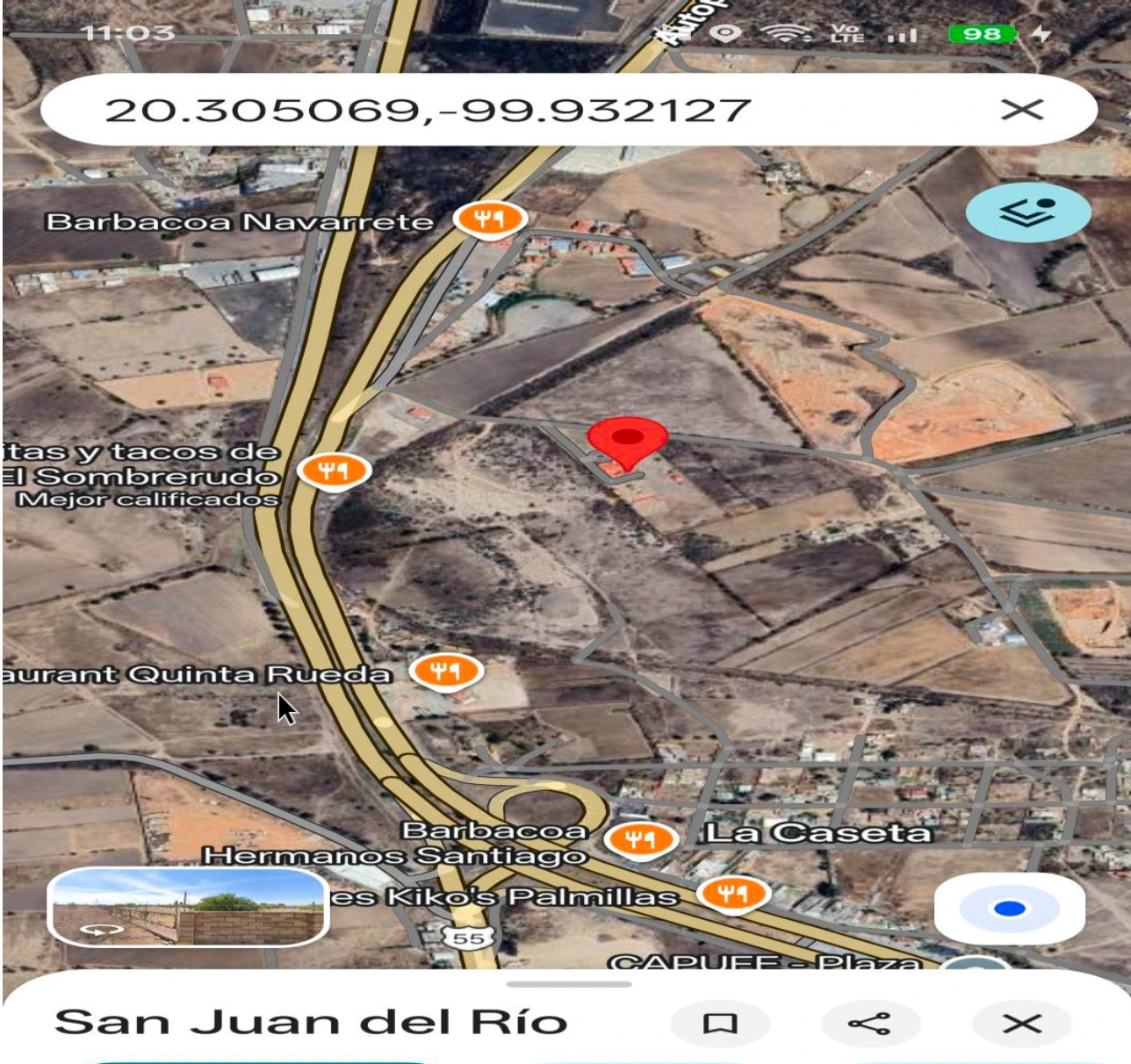 Mapa de ubicacion a 500m de Autopista 57 San Juan del Rio
