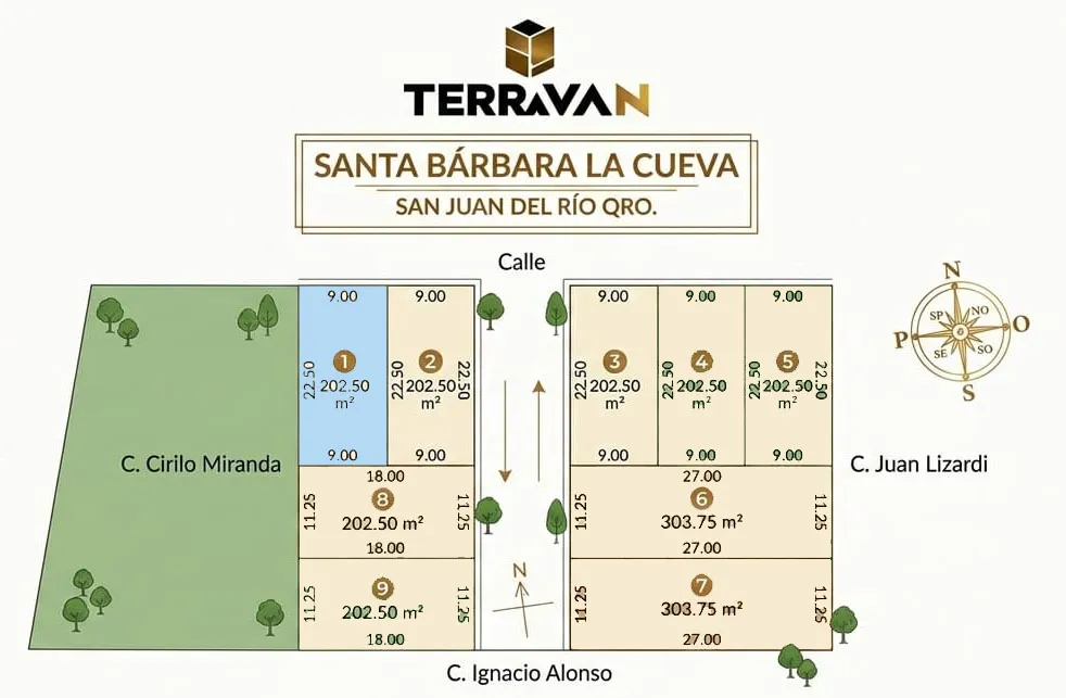 Terreno en Venta en Santa Bárbara, San Juan del Río | Lote 1 (202.5 m²)